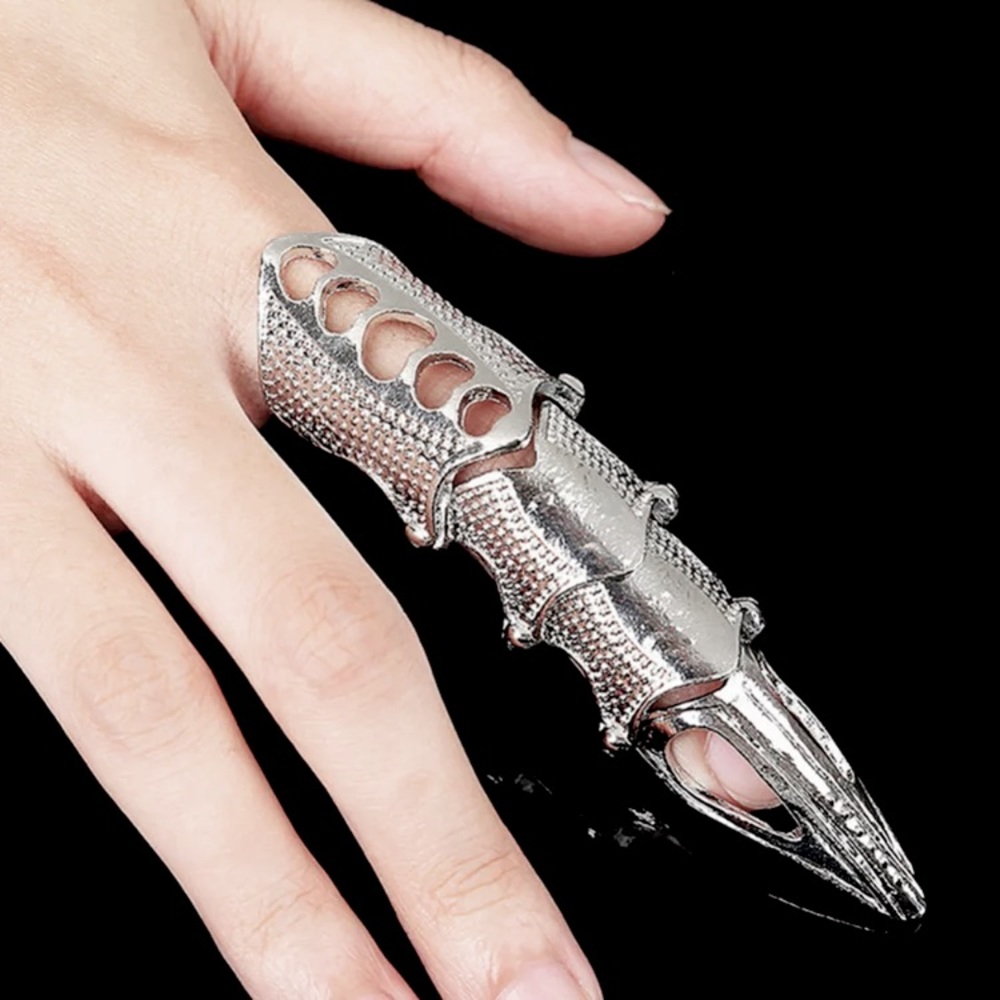 Talon Cosplay Gothic/Edgy Halloween Silver Ring Nail/Hand Accessory Jewelry - Picture 2 of 14